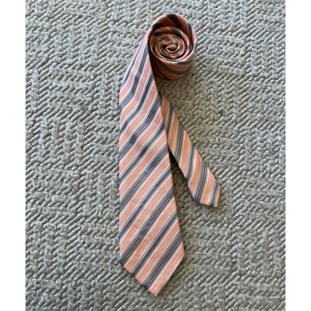 Armani Collezioni Striped Silk Linen Tie
